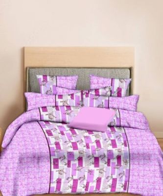 Minu Double Bed Printed Pure Cotton King Size Printed Cotton Minu Multicolor Bedsheet