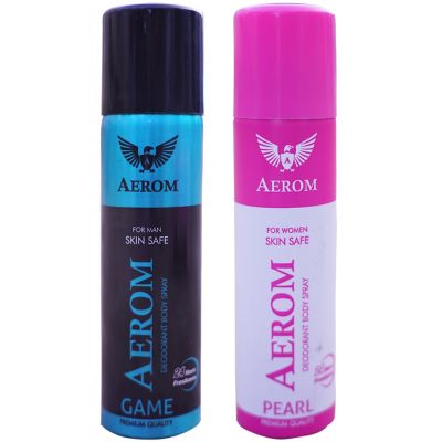 Aerom Game and Pearl Deodorant Body Spray For Men and Women, 600 ml (Pack of 4)