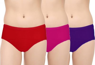 Women Hipster Multicolor Panty SWANGIYA Pack of -3 (Red-Pink-Blue)
