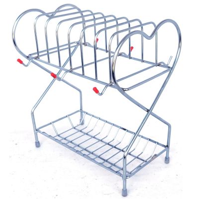 Vaishvi Cup and Saucer Stand - Holder for 6 Cups and 6 Plates - Stainless Steel for Kitchen