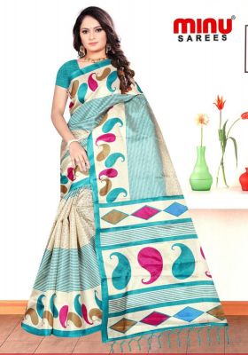 Minu Sandhya Collection Light Slate Color Saree
