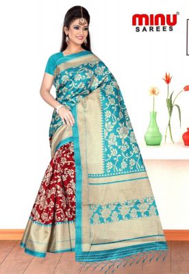 Minu Sandhya Collection Golden Maroon Printed Saree