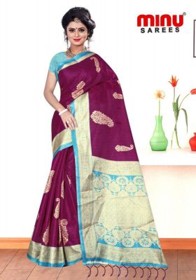 Minu Sandhya Collection Maroon Golden Printed Saree