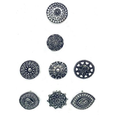 Oxidised Silver Toned Adjustable Ring  Silver for Women Pack Of - 8