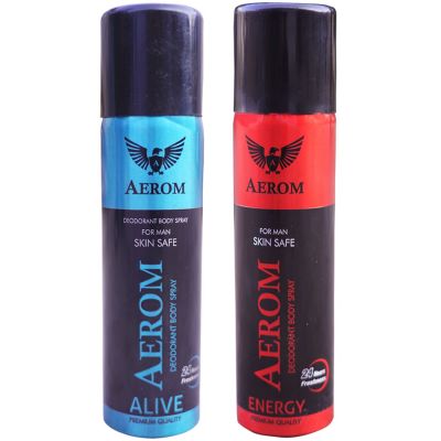 Aerom Alive and Energy Deodorant Body Spray For Men, 600 ML (Pack of 4)