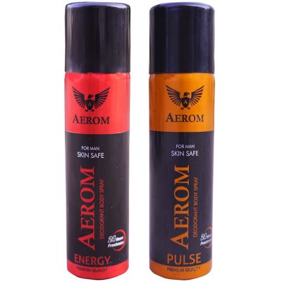 Aerom Energy and Pulse Deodorant Body Spray For Men, 600 ml (Pack of 4)