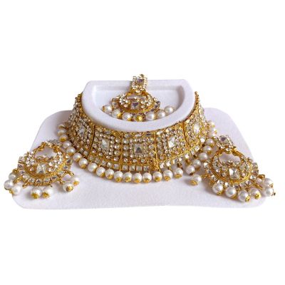 Stone Gold-plated Jewel Set  White Pearl